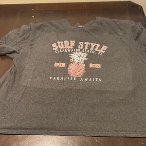Surf Style Charcoal Tee with Graphic Print